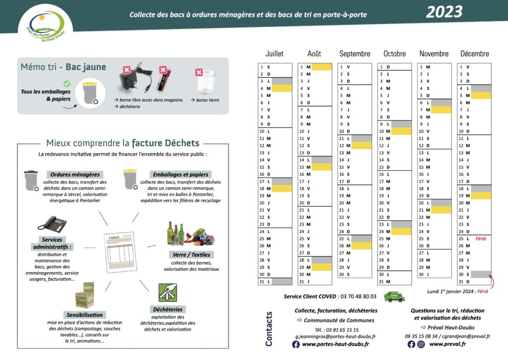 Calendrier collecte 2023 2